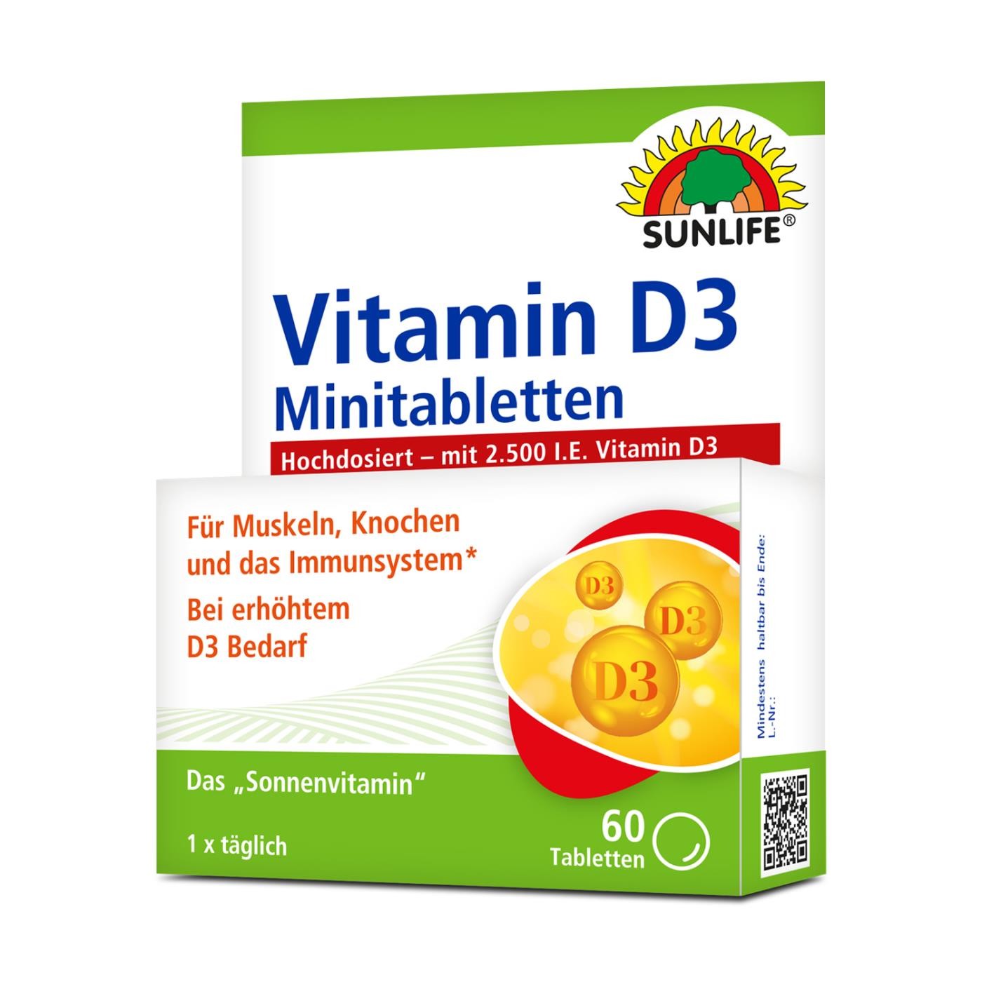 Sunlife Vitamin D3 Minitabletten hochdosiert 60 Stück