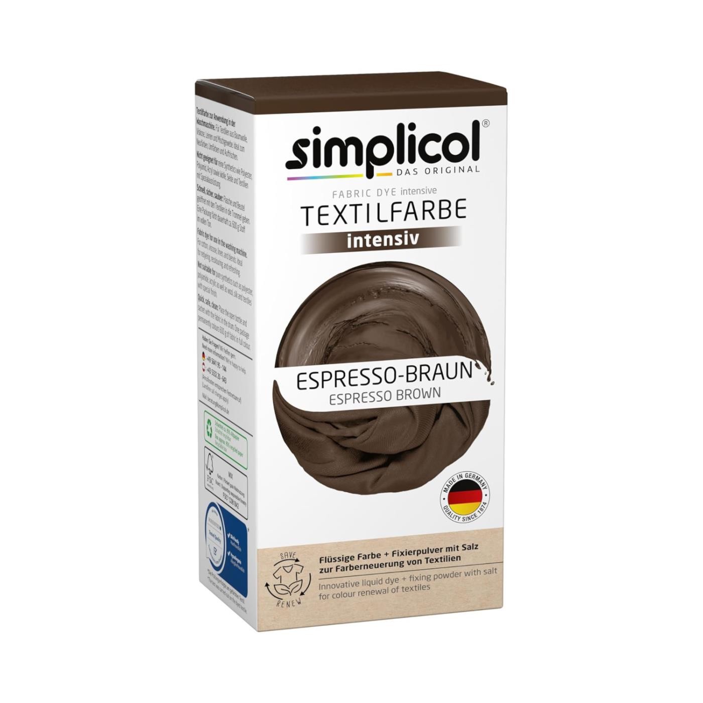 Simplicol Textilfarbe intensiv Espresso-Braun 150g