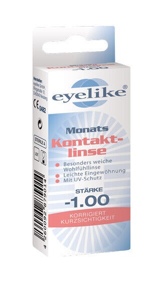 Eyelike Monatslinse Stärke -1,00 Mit UV-Schutz