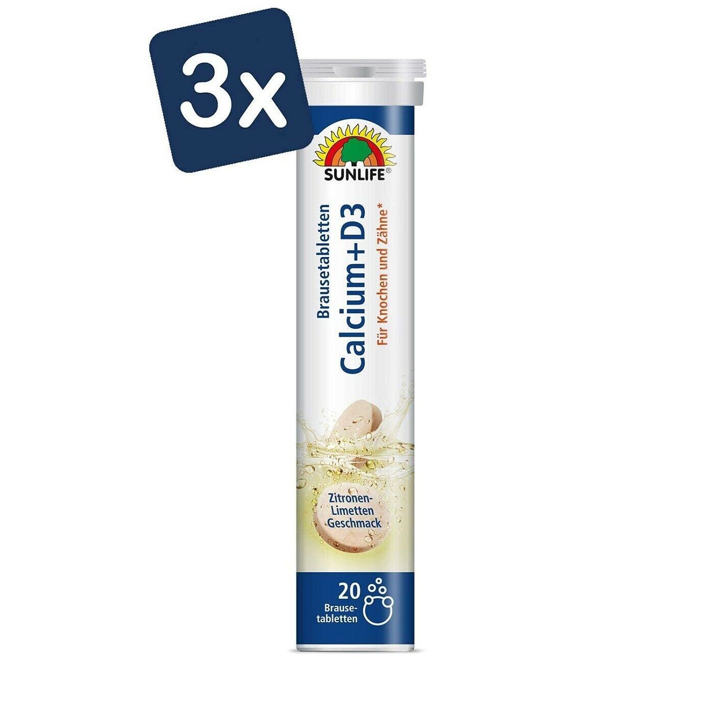 Sunlife Calcium + Vitamin D3 Brausetabletten 3x20 Stück (60Stück)