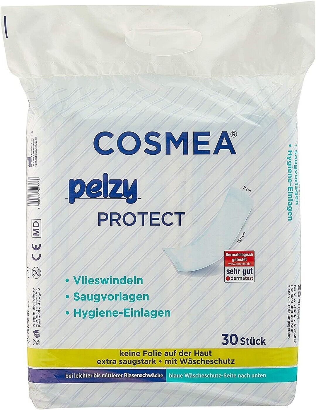 Cosmea Pelzy Protect Vlieswindeln 30Stück extra Saugstark Ideal fürs Wochenbett
